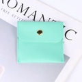 Square mint green faux leather jewelry pouch with elegant gold snap button closure - Leather Style (Mint Green) / 8x8cm