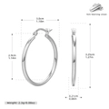 Polished S925 sterling silver hollow hoop earrings showing size dimensions and weight - 30MM / Silver