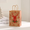 Bolsa de regalo navideña de papel kraft con reno rojo y asa de cuerda de papel - 022-4/Reno Rojo / 21x15x8cm