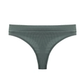 Women's dark green ribbed cotton thong with high-cut design for fitness and sports - S / Moss Green
