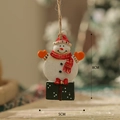 Hanging resin Christmas snowman ornament with red hat and green gift box, 8cm height - Snowman with Gift Box