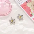Ciondoli a fiore argento con centro oro, 13x16mm accessori fai-da-te per braccialetti - Fiore con Centro Giallo 1pz