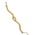 Pulsera de cadena de serpiente dorada con diseño de nudo central y cierre de langosta - Pulsera / Pulsera Dorada (Ajustable)