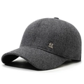 Berretto da baseball invernale grigio scuro da uomo con trama a maglia e logo SR in metallo - Regolabile / Grigio