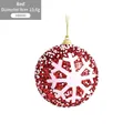 Pallina di Natale rossa 8cm con glitter e motivi decorativi a fiocco di neve - 8cm/15.6g / Rosso