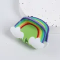 Rainbow gradient hair claw clip with white cloud accents and glossy acrylic finish - Rainbow Cloud Hair Claw