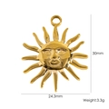 Detailed view of 304 stainless steel sun face pendant with 30mm x 24.3mm dimensions - Large Sun Face YTP2412084
