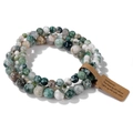 Three-piece elastic bracelet set with green, white, and brown patterned gemstone beads - 19cm 3-Piece Set - Green White Brown Stone