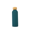 Bouteille de sport en acier inoxydable 304 vert foncé avec couvercle en bambou naturel - Vert Lac