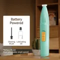 Mint blue battery-powered pet hair trimmer for paws with cleaning brush and oil accessories - Battery Powered / Light Blue
