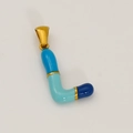 L-letter pendant in gold stainless steel with blue gradient enamel drips - L-Single Pendant (Blue Segmented/Gold)