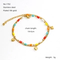 Bohemian double-layer 18K gold plated steel bracelet with colorful beads and heart charms - Colorful Geometric Beaded Heart Pendant Style (ZH1702G)