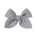 Handmade silver grey 3.3-inch jacquard bow hair clip with shimmering knit texture - Gray