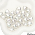 Irisierende herzförmige ABS-Perlen für DIY-Schmuckherstellung, Größe 17x15mm - Stil 92 Herzform 17x15mm Weiß 2 Stk./Packung