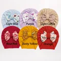 Set of six baby bow turban hats with floral prints in light blue, purple, and warm colors - Mixed 6 Colors