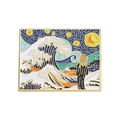 Artistic rectangular enamel pin featuring a colorful Van Gogh Starry Night fusion design - Masterpiece Mix Scream & Wave (xz9453)