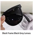 Gafas de sol plegables clásicas con montura negra mate y lentes gris oscuro - Negro Tinta (1ª Generación)