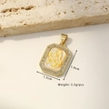 Virgin Mary mother of pearl pendant with gold plating and cubic zirconia border - Pipa Lady (Yellow Carved Shell)
