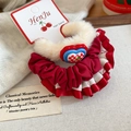 Close-up of plush polka dot lace scrunchie with cherry heart detail and elegant packaging - Red Heart Cherry (3-Piece Set)