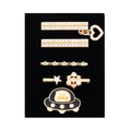 Detailed set of 5 gold alloy decorative charms with rhinestones for silicone watch bands - D3017 Star/Spacecraft Set 7