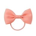 Pink grosgrain ribbon bow hair tie for children with a minimalist solid color design - Peach Pink