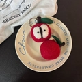 Handmade wool felt apple keychains featuring full red apple and half sliced apple designs - Apple & Sliced Apple