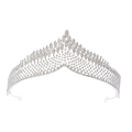 Elegant silver V-shaped bridal crown tiara with sparkling crystal rhinestones on white background - Style HG1221 E - Silver Base White Rhinestone