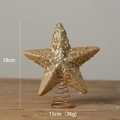 Sparkling gold glitter Christmas tree topper star with metal spiral base, 15x18cm size - 15cm Sequined Tree Top Star Gold