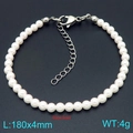 Elegante pulsera de perlas de vidrio blancas de 4mm con cierre de langosta plateado - Color Acero 4mm (KB206980-Z)