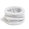 Close-up of soft white coral fleece winter neck warmer with plush ribbed texture - Blue-Grey