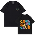 T-shirt en coton noir avec imprimé graphique Cool Dads Club, vue de face et de dos - XS / Style Cool Dads Club / Noir