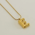 Golden bubble letter E pendant necklace with sleek snake chain for women - Letter E / Gold