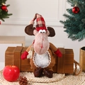 Peluche de reno navideño bolsa de regalo con gorro de cuadros y bufanda roja - Reno con Sombrero a Cuadros