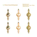 Set of 6 gold gourd-shaped Christmas ornaments with matte, glossy, and glitter finishes - Gold Gourd Ornament 6-Piece Set