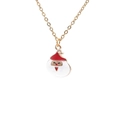 Collier de Noël doré avec pendentif Père Noël en émail sur fond blanc pur - Père Noël