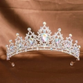 Detail of bridal crown with colorful crystals and rhinestones on metal frame - Silver AB Rhinestone