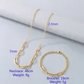 18K gold plated stainless steel necklace and bracelet set with geometric chain links - Style 7 Bracelet (Gold Color)