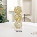 Drei goldene Glitzer-Hohlkugeln als Weihnachtsbaumschmuck in vertikaler Box - 8cm/3Stk