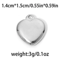 Polished silver heart-shaped stainless steel pendant 1.4x1.5cm for jewelry DIY - TP0761-Silver-1.4x1.5cm