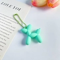 Mint green balloon dog keychain with matching metal chain and smooth matte finish - Matte Green
