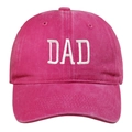 Pink washed cotton baseball cap featuring white DAD embroidery in a vintage sporty style - Adjustable / Rose Red DAD
