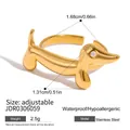 Minimalistische 18K gouden teckel ring van roestvrij staal met zirkonia oogje - Teckel Ring (JDR0306059) / Goud
