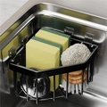 Black stainless steel kitchen sink sponge holder with triangular corner drain design - Stainless Steel Black