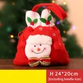 Christmas snowman drawstring gift bag made of soft brushed fabric with handle - White Rim Snowman