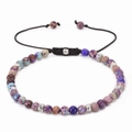 Adjustable bohemian braided bracelet with purple and blue natural stone beads - Purple Blue Mixed Imperial Stone Style (11)