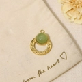 Bohemian gold stainless steel necklace pendant with a central green natural stone inlay - Pendant Only (Without Chain)-Round Hollow Green Agate (SAC23061912)