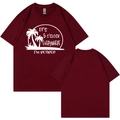 Short sleeve burgundy retirement shirt with palm trees and funny text print - S / Burgundy