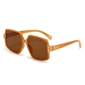 Oversized amber irregular sunglasses with dark brown lenses and UV protection - One Size / Jelly Tea