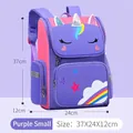 Purple small unicorn school bag for children with ergonomic straps and 3D embroidery - Small / Purple