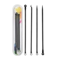 5-piece professional black stainless steel acne needle set with clear storage case - 4-Piece Set (Colored Card) / Black